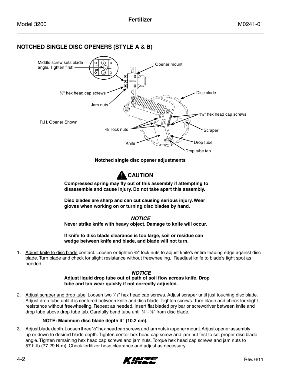 Notched single disc openers (style a & b), Notched single disc openers (style a & b) -2 | Kinze 3200 Wing-Fold Planter Rev. 7/14 User Manual | Page 60 / 192