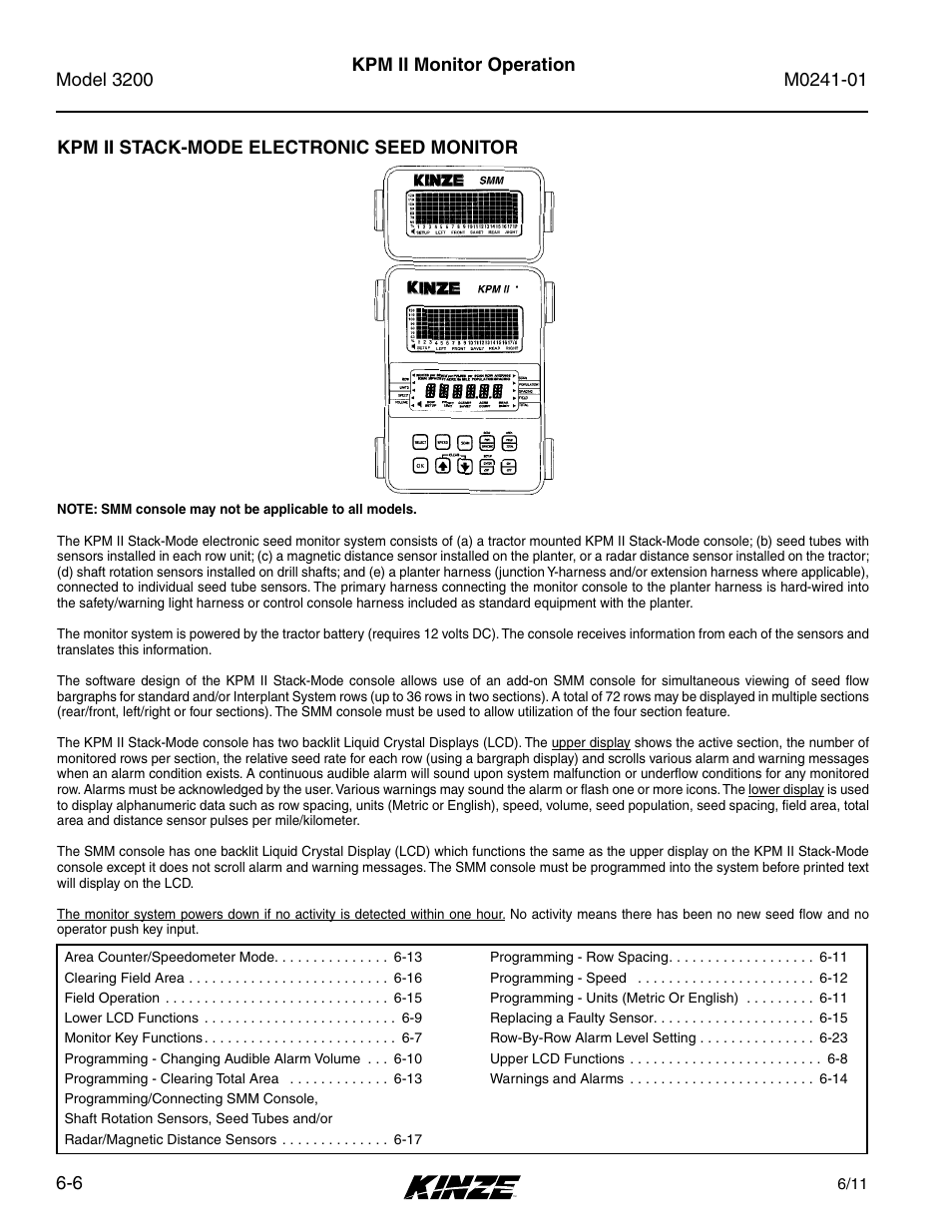 Kpm ii stack-mode electronic seed monitor, Kpm ii stack-mode electronic seed monitor -6, Kpm ii monitor operation | Kinze 3200 Wing-Fold Planter Rev. 7/14 User Manual | Page 96 / 192