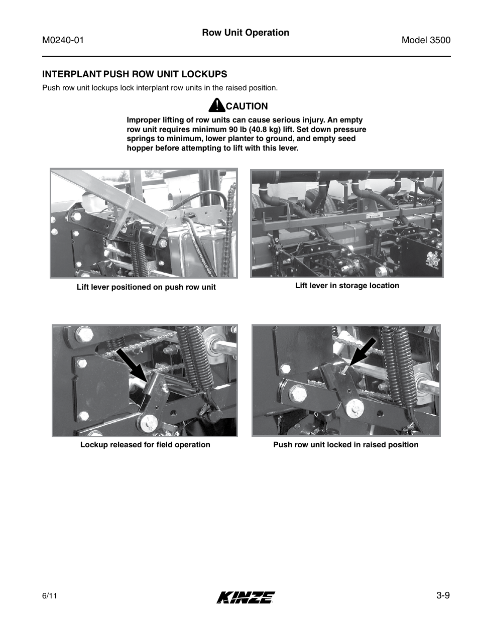 Interplant push row unit lockups, Interplant, Push row unit lockups -9 | Kinze 3500 Lift and Rotate Planter Rev. 7/14 User Manual | Page 43 / 140