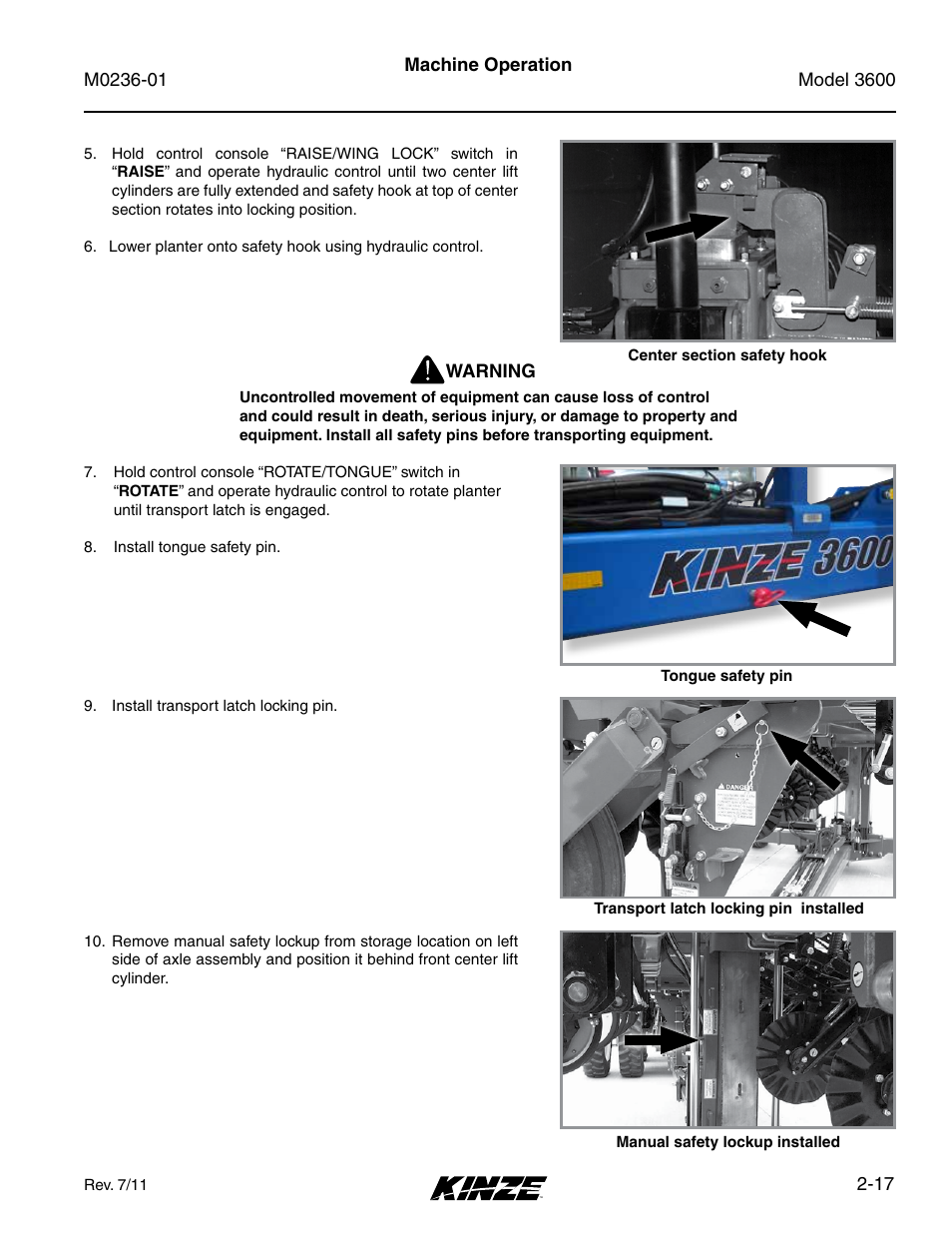 Kinze 3600 Lift and Rotate Planter Rev. 7/14 User Manual | Page 27 / 172