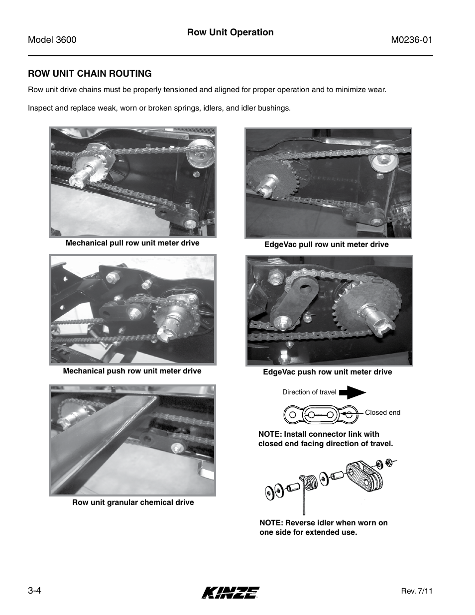 Row unit chain routing, Row unit chain routing -4 | Kinze 3600 Lift and Rotate Planter Rev. 7/14 User Manual | Page 48 / 172