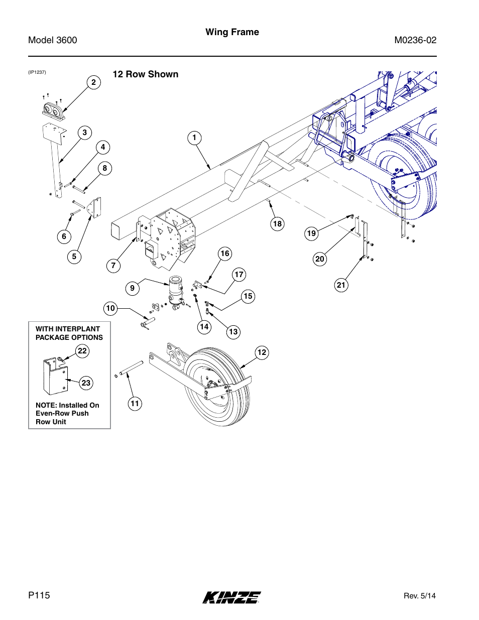 Wing frame | Kinze 3600 Lift and Rotate Planter Rev. 5/14 User Manual | Page 118 / 302
