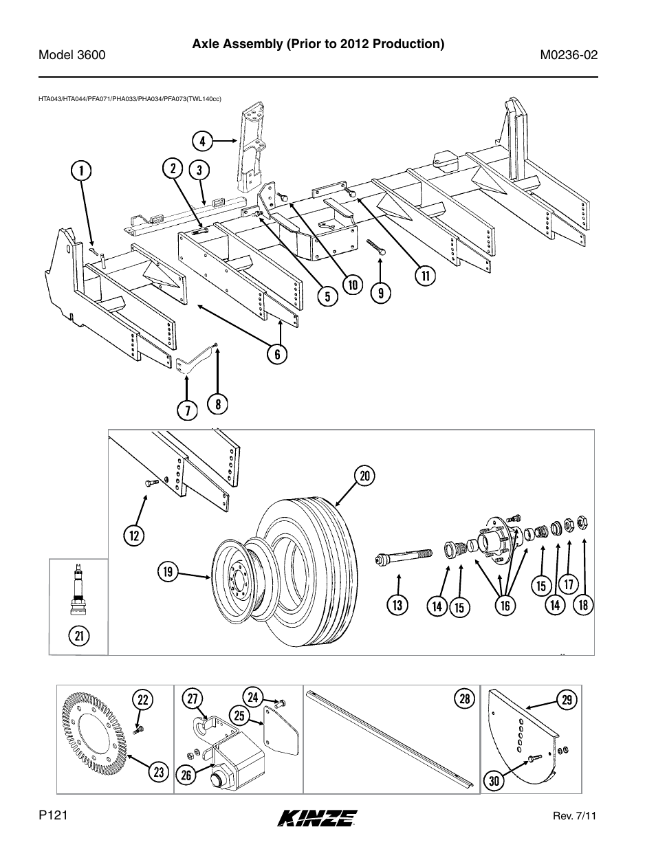 Axle assembly (prior to 2012 production) | Kinze 3600 Lift and Rotate Planter Rev. 5/14 User Manual | Page 124 / 302