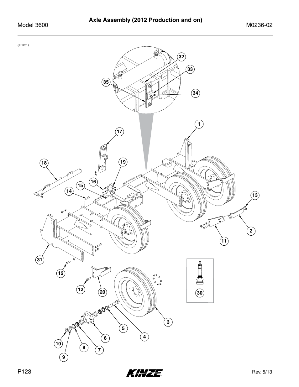 Axle assembly (2012 production and on) | Kinze 3600 Lift and Rotate Planter Rev. 5/14 User Manual | Page 126 / 302