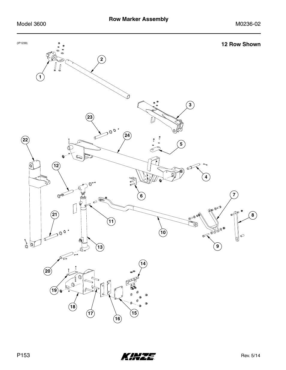 Row marker assembly | Kinze 3600 Lift and Rotate Planter Rev. 5/14 User Manual | Page 156 / 302