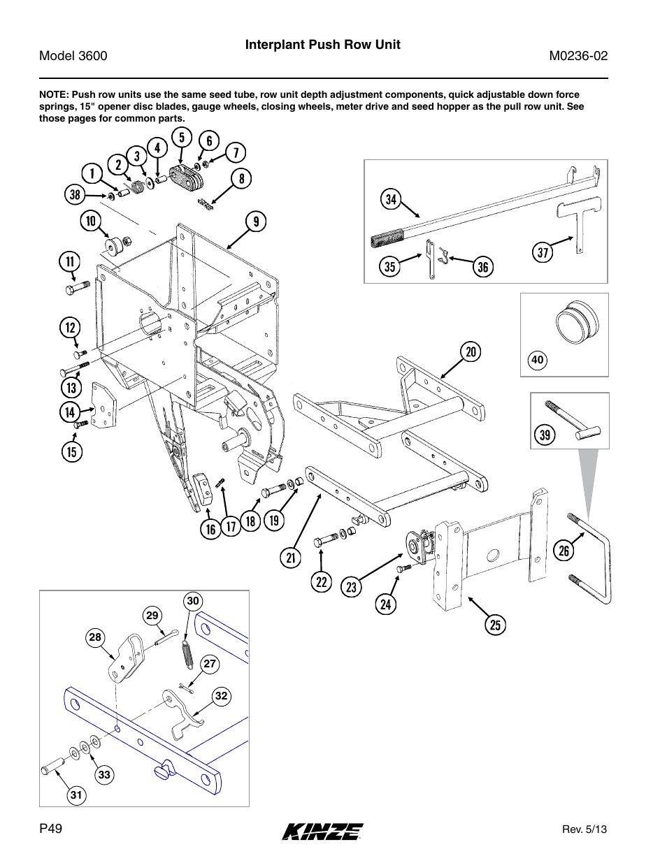 Interplant, Interplant push row unit | Kinze 3600 Lift and Rotate Planter Rev. 5/14 User Manual | Page 52 / 302