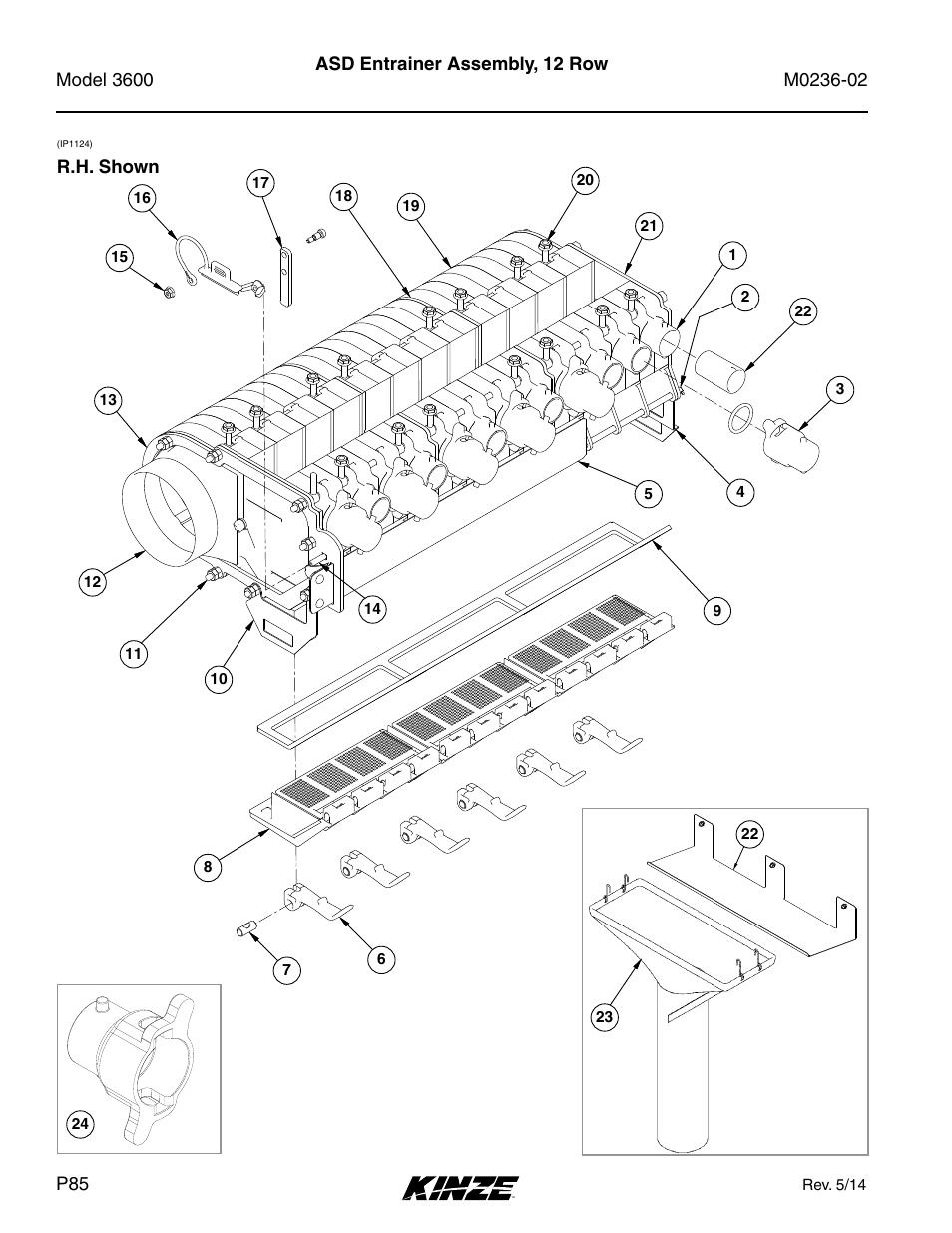 Asd entrainer assembly, 12 row, R.h. shown | Kinze 3600 Lift and Rotate Planter Rev. 5/14 User Manual | Page 88 / 302