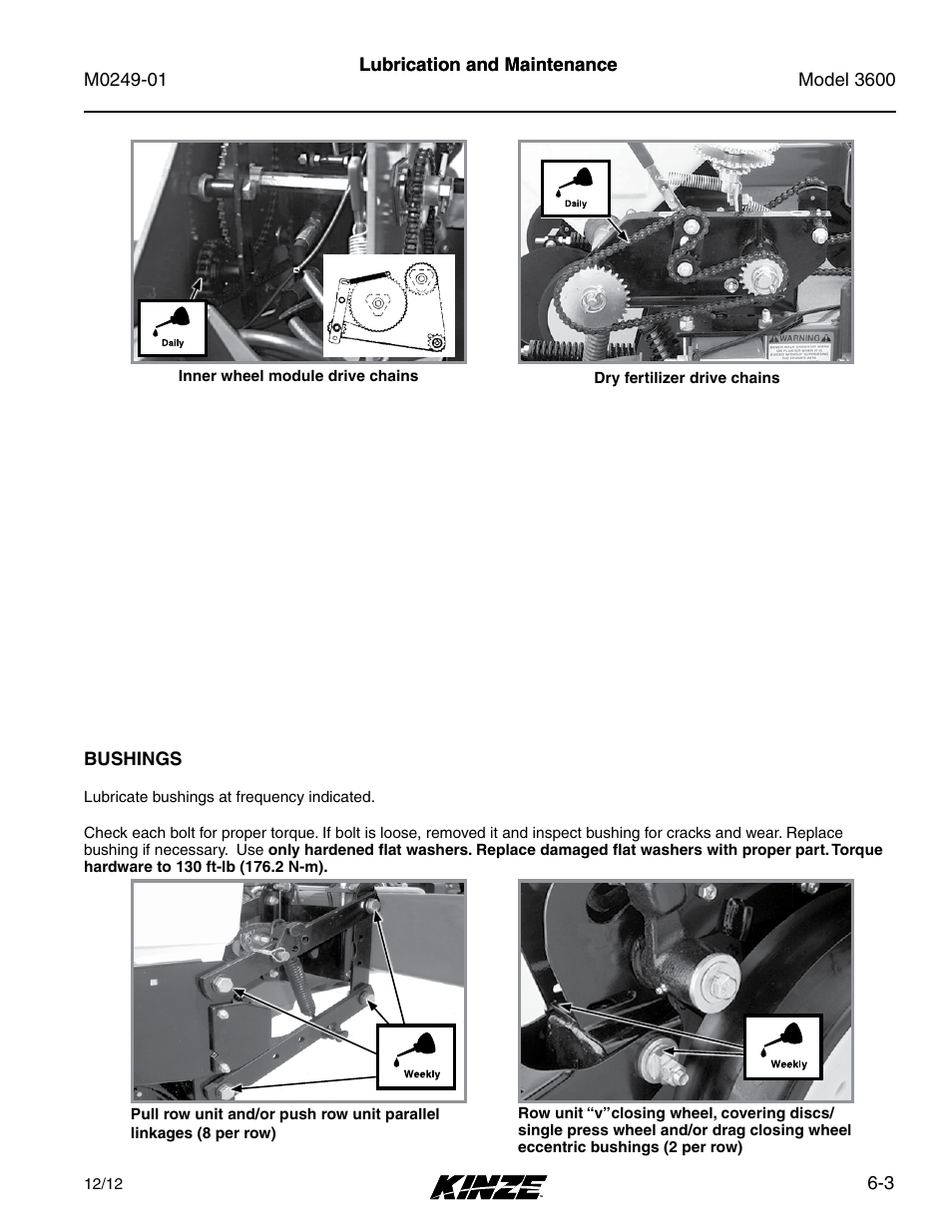 Bushings, Bushings -3 | Kinze 3600 Lift and Rotate Planter (70 CM) Rev. 5/14 User Manual | Page 107 / 158
