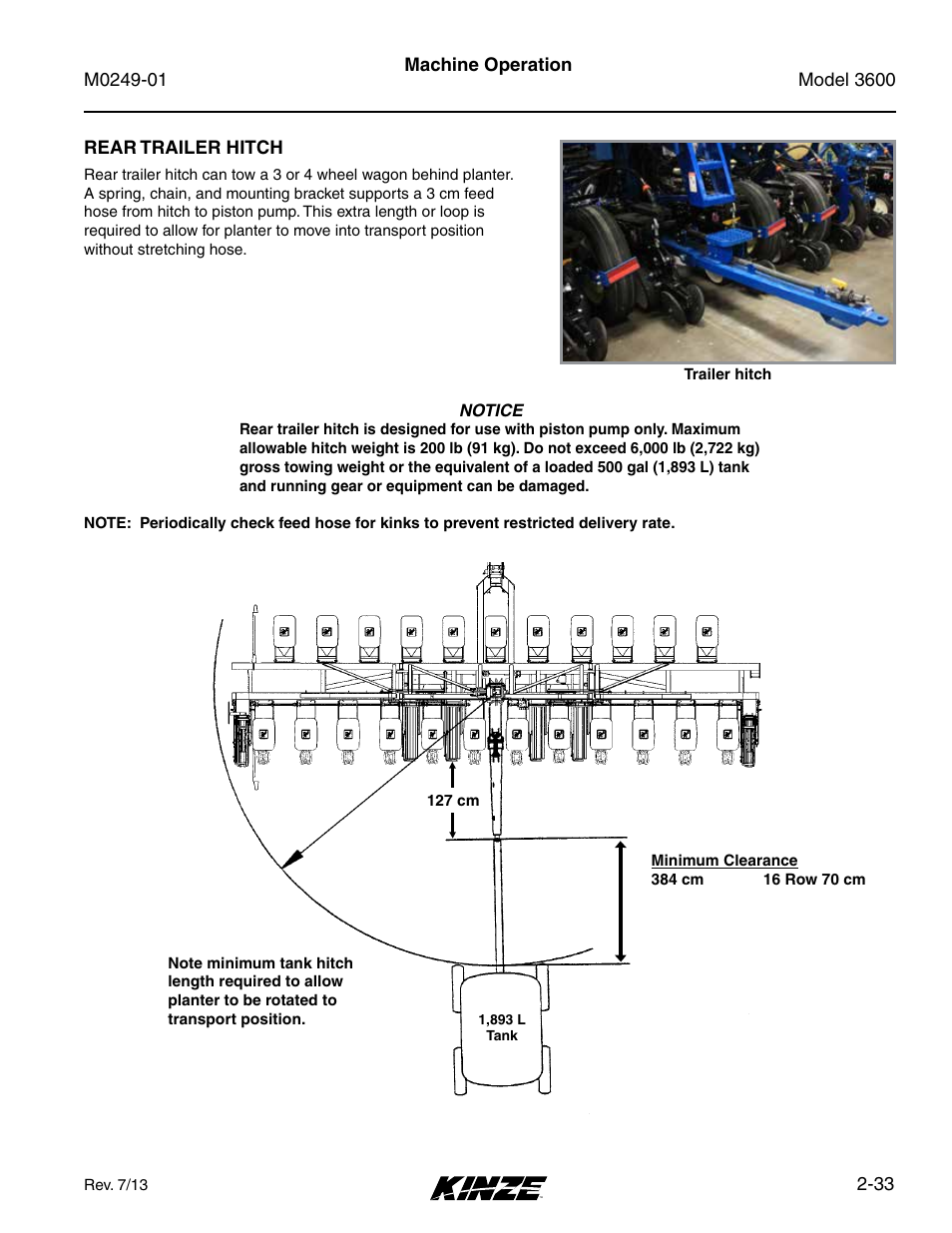 Rear trailer hitch, Rear trailer hitch -33 | Kinze 3600 Lift and Rotate Planter (70 CM) Rev. 5/14 User Manual | Page 45 / 158