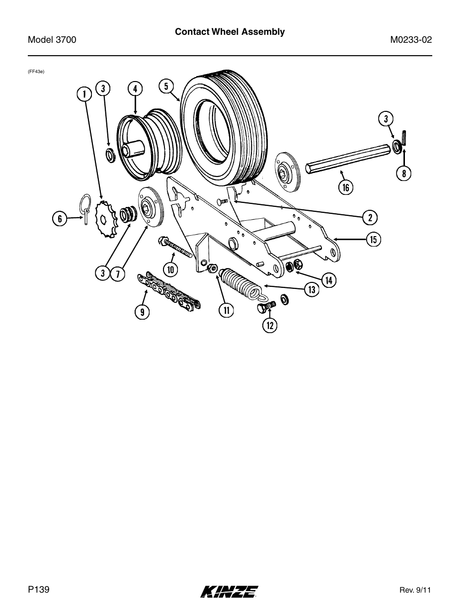 Contact wheel assembly | Kinze 3700 Front Folding Planter Rev. 6/14 User Manual | Page 142 / 284