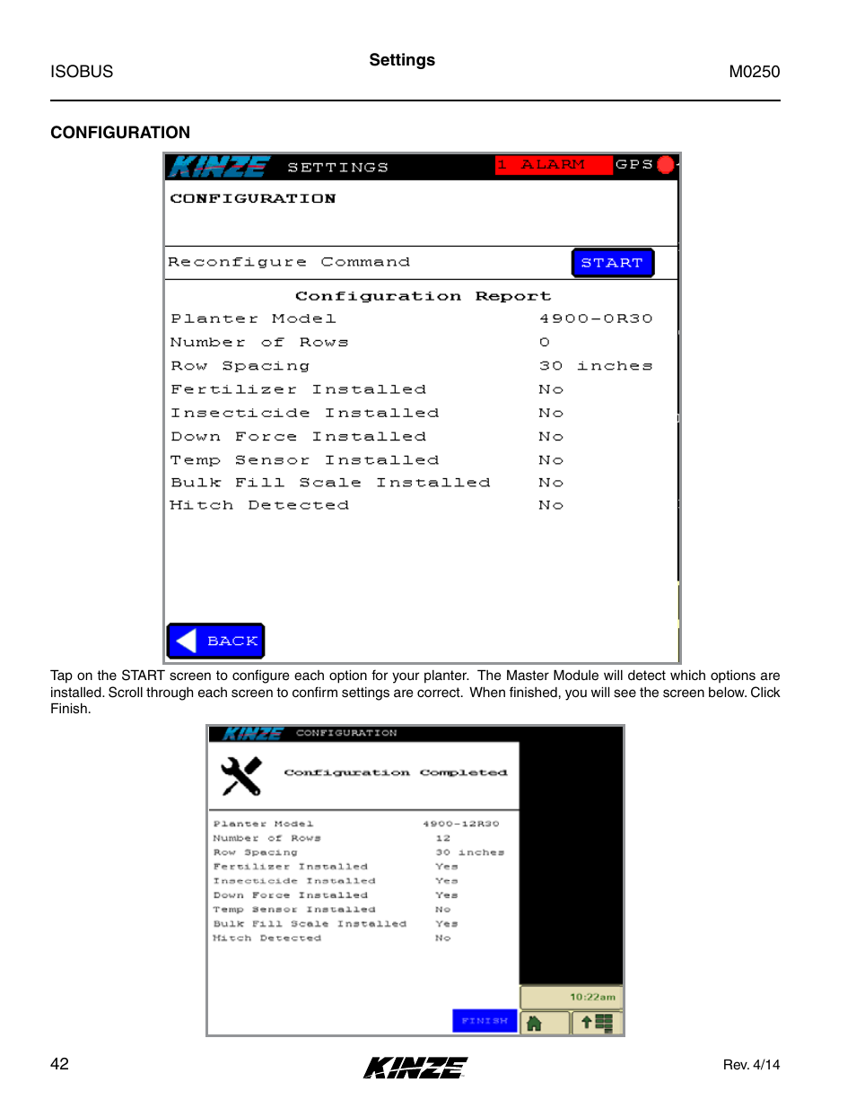 Configuration | Kinze ISOBUS Electronics Package (4900) Rev. 4/14 User Manual | Page 46 / 60