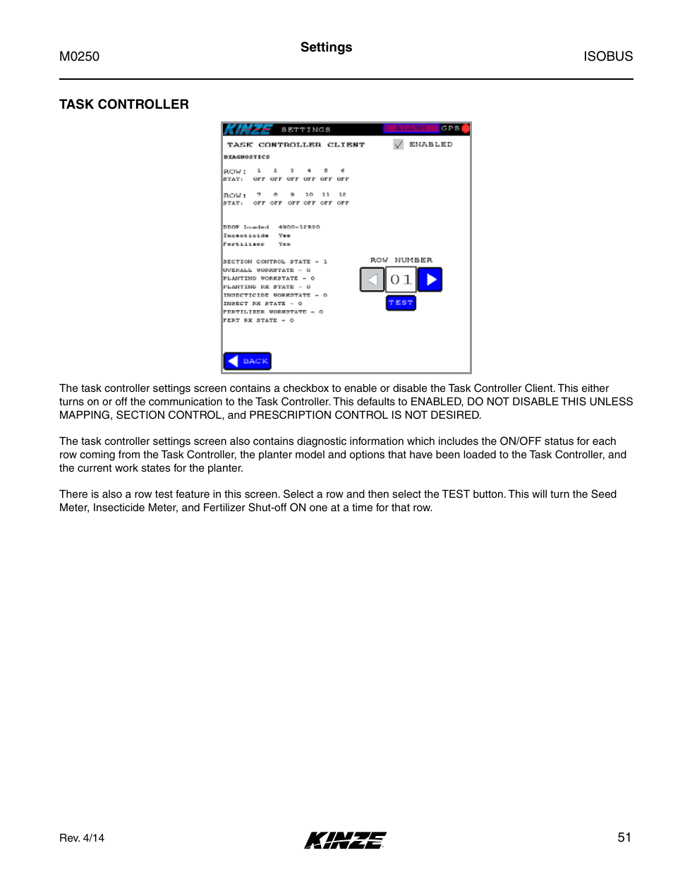 Task controller | Kinze ISOBUS Electronics Package (4900) Rev. 4/14 User Manual | Page 55 / 60