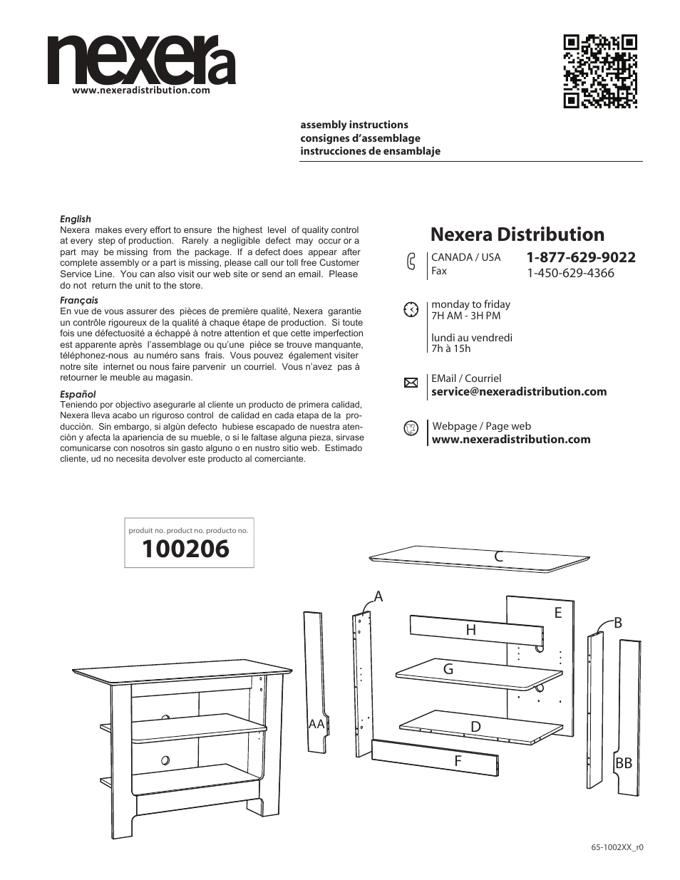 Nexera Pinnacle Collection - 40-inch TV Stand (100206) User Manual | 8 pages