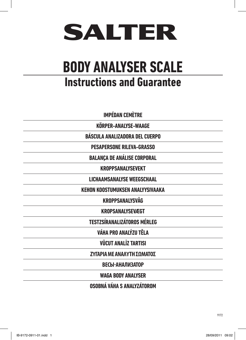 Salter 9172 BK3R EasyView Analyser Scale User Manual | 56 pages