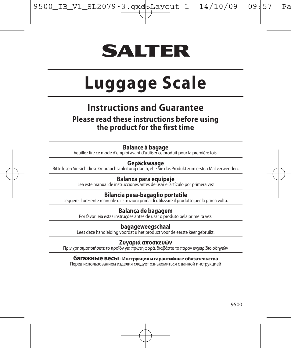 Salter 9500 BKDCTM Luggage Scale User Manual | 79 pages