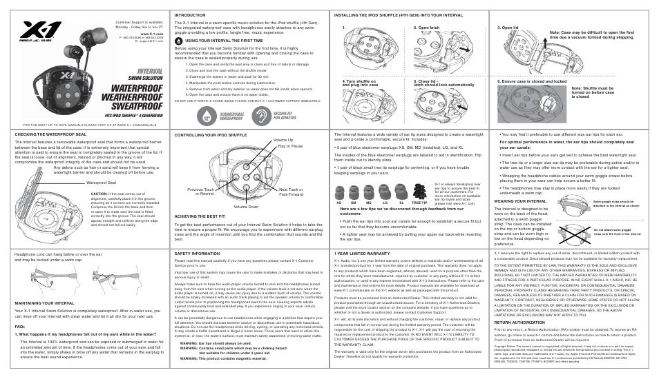 X-1 (H2O Audio) INT4-BK-X User Manual | 1 page