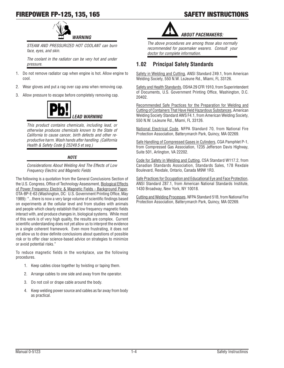 02 principal safety standards, Principal safety standards -4 | Tweco FP-165 Mini MIG User Manual | Page 9 / 60
