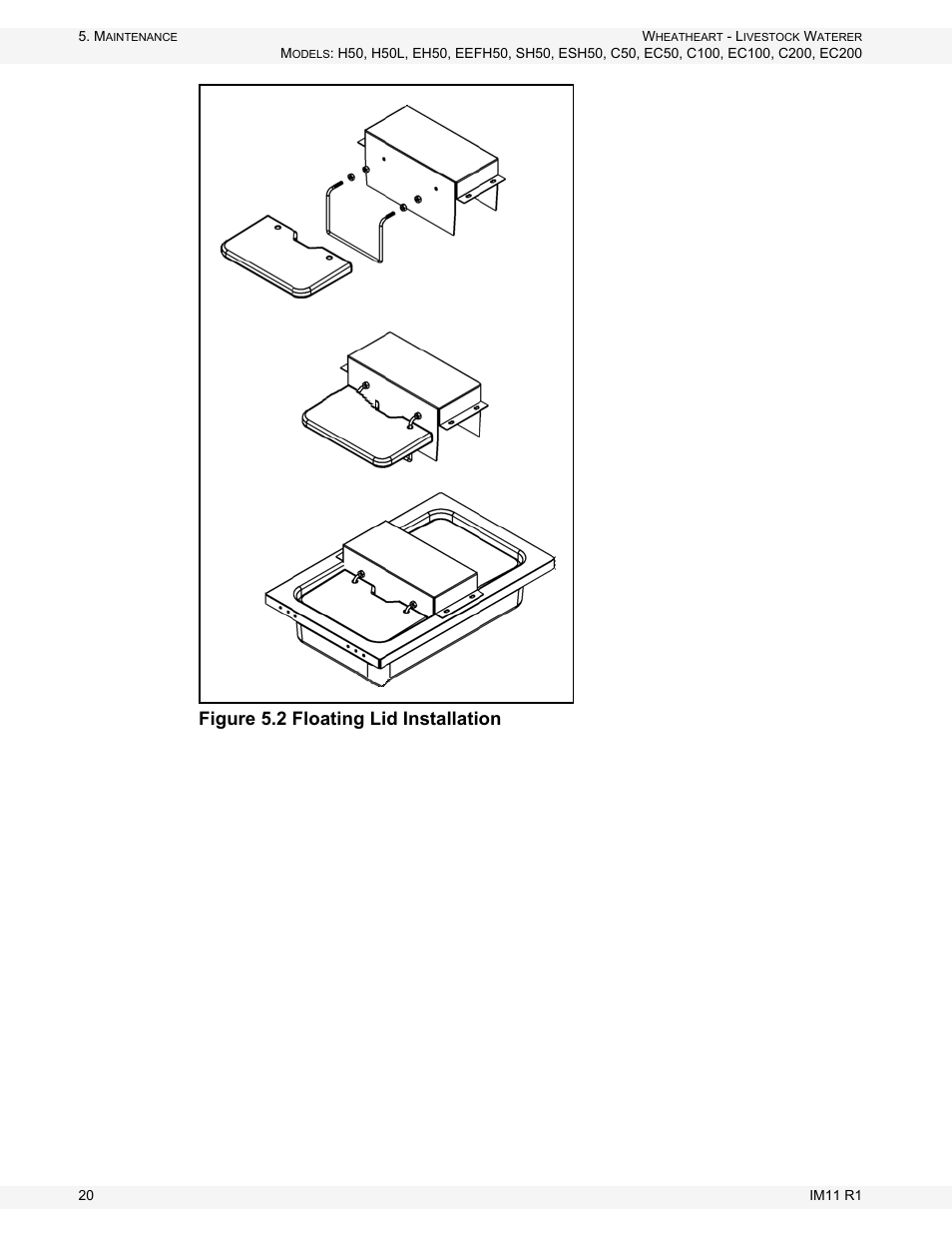 Figure 5.2 floating lid installation | Wheatheart Livestock Waterer User Manual | Page 20 / 28
