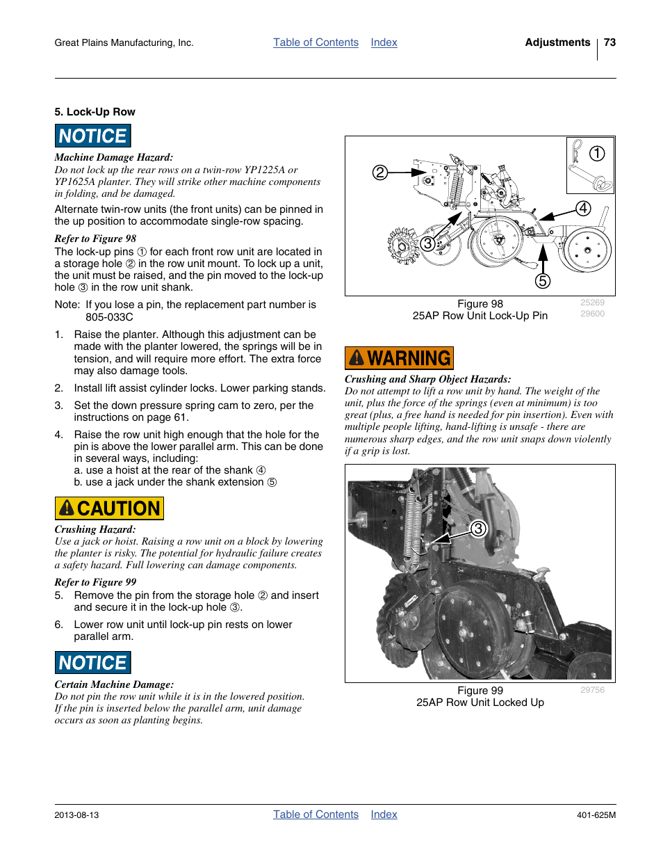 Lock-up row | Great Plains YP1625A Operator Manual User Manual | Page 77 / 172