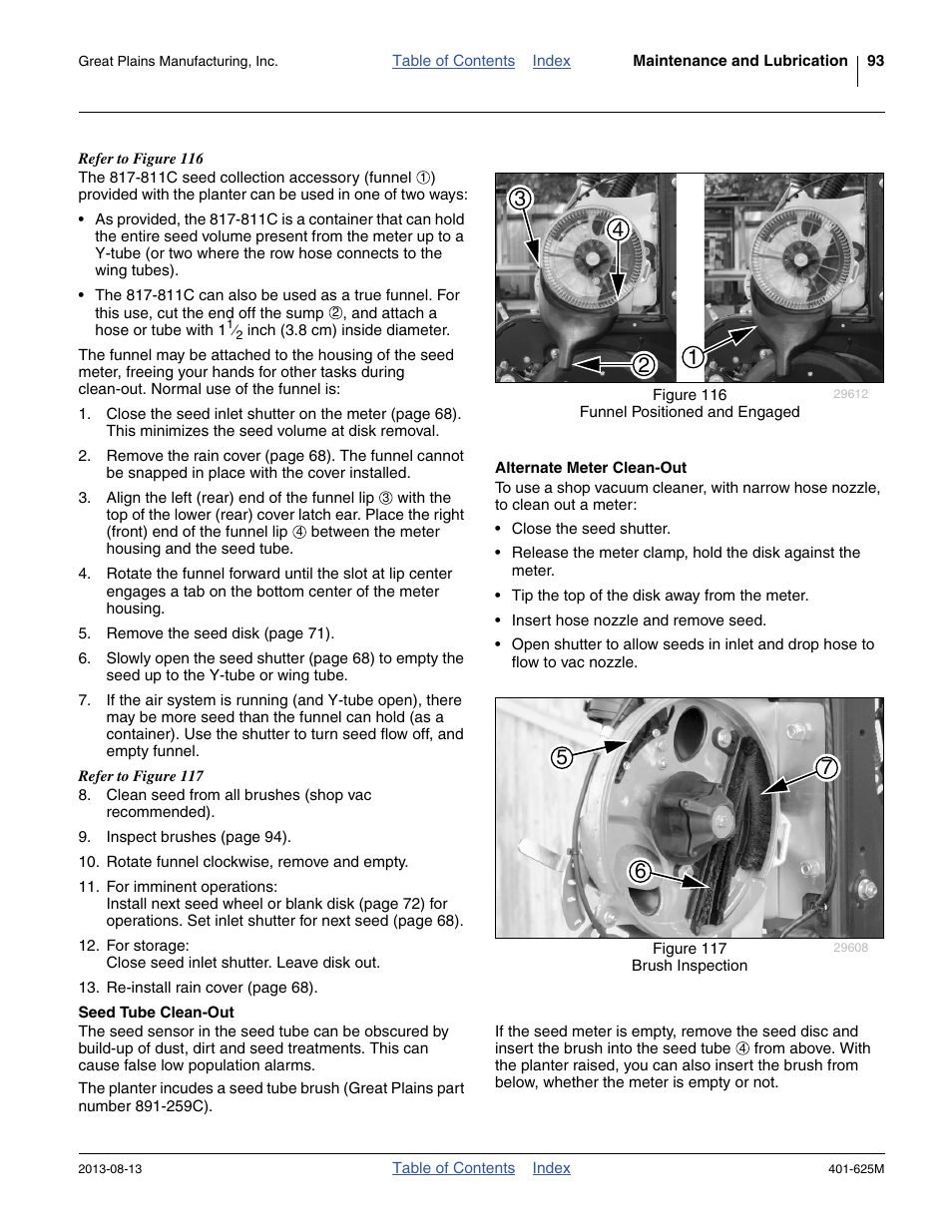 Alternate meter clean-out, Seed tube clean-out, Alternate meter clean-out seed tube clean-out | Great Plains YP1625A Operator Manual User Manual | Page 97 / 172