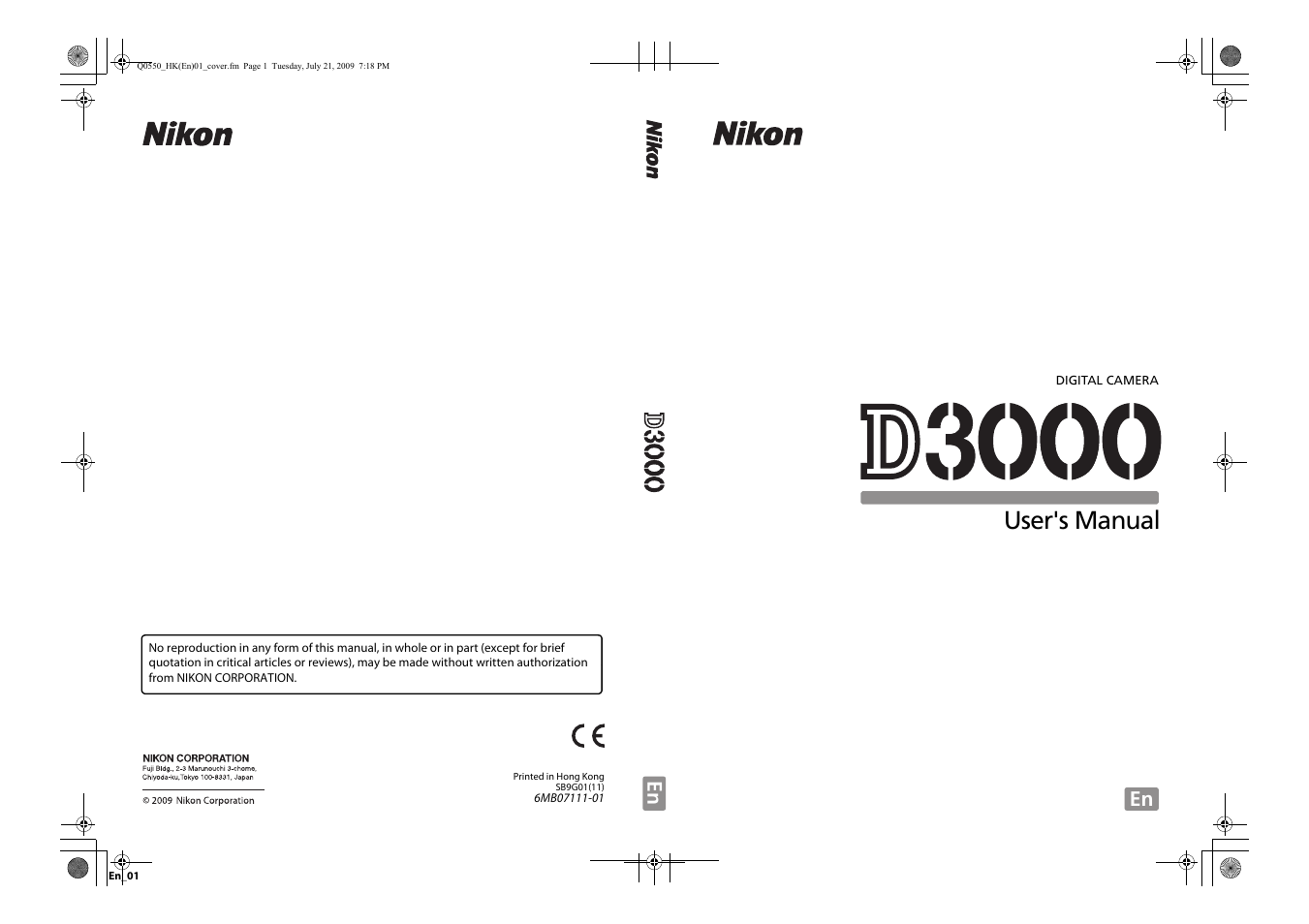 Nikon D3000 User Manual | 216 pages