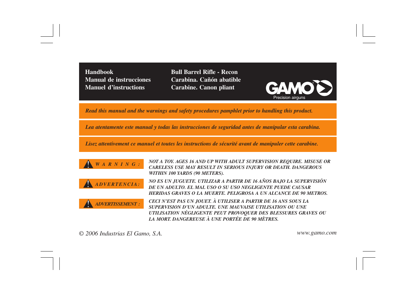 Gamo Recon Whisper User Manual | 15 pages