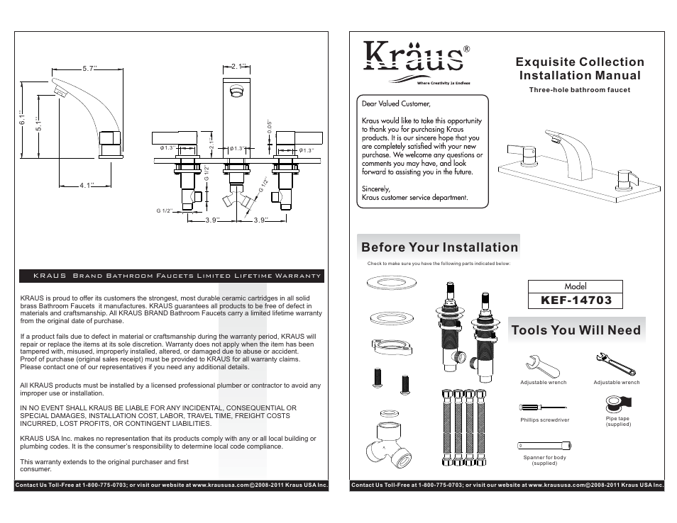 Kraus KEF-14703CH User Manual | 2 pages