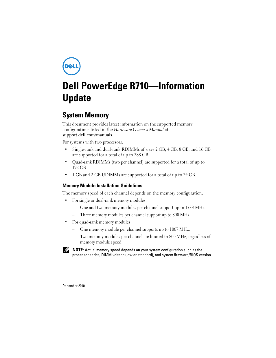 Dell POWEREDGE R710 User Manual | 14 pages