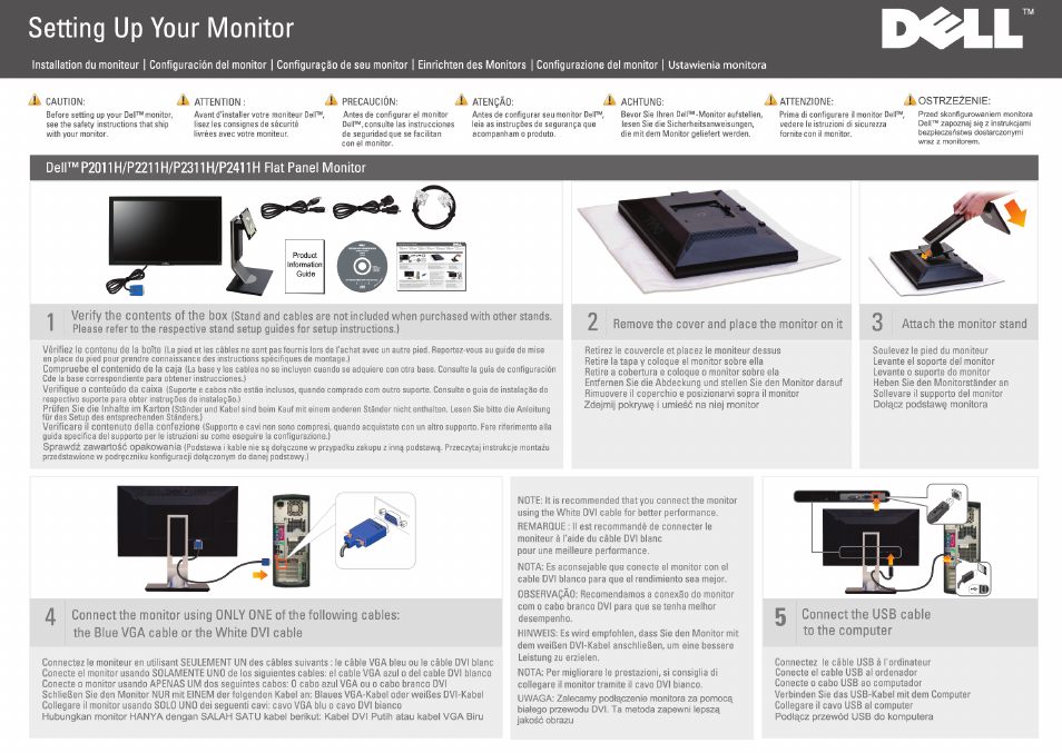 Dell P2311H Monitor User Manual | 2 pages