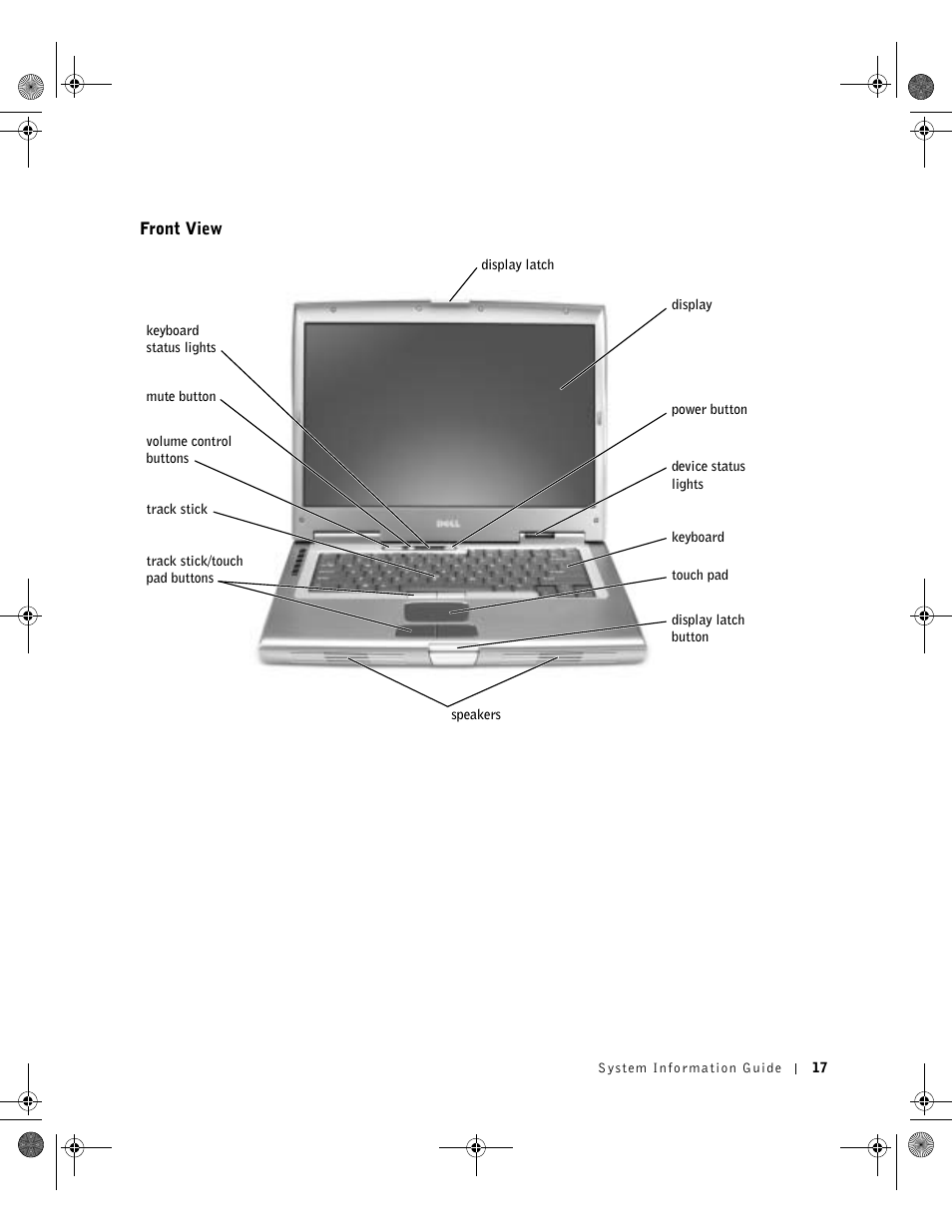 Front view | Dell Precision M60 User Manual | Page 19 / 144
