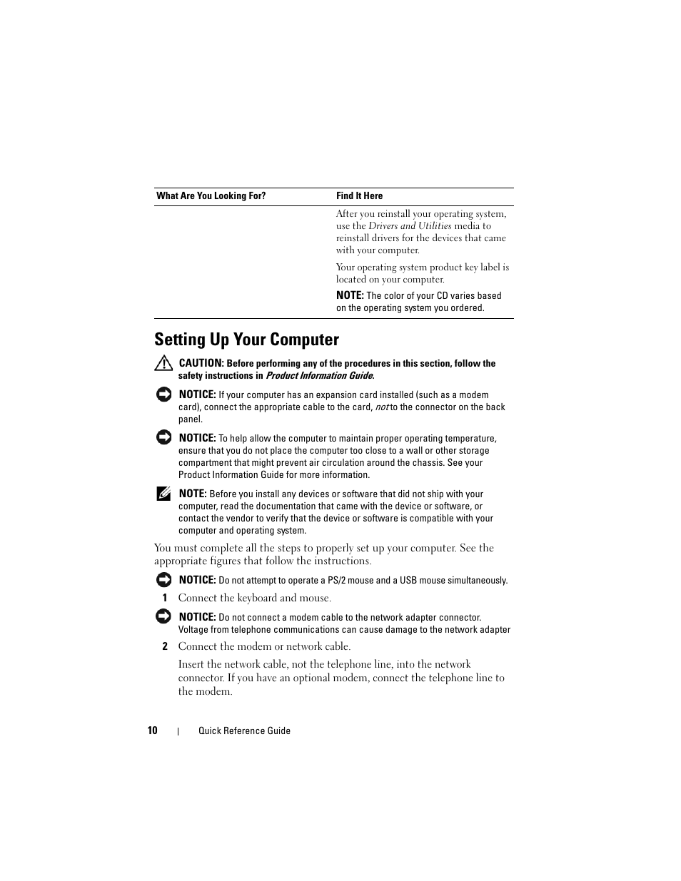 Setting up your computer | Dell OptiPlex 755 User Manual | Page 10 / 528