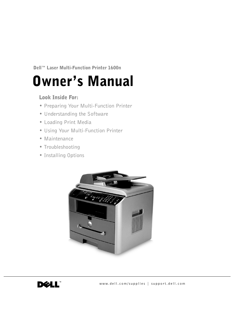 Dell 1600n Multifunction Mono Laser Printer User Manual | 134 pages
