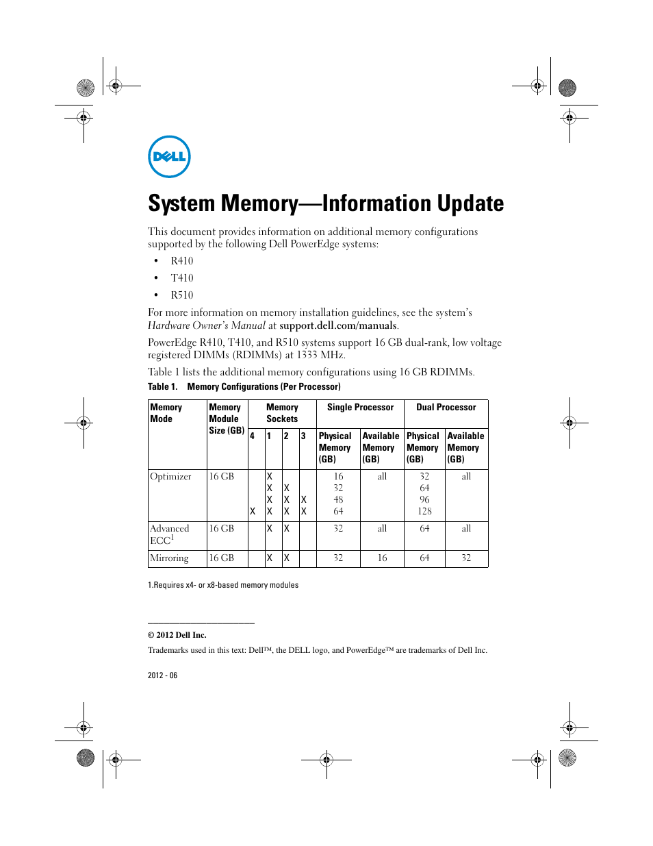 Dell PowerEdge T410 User Manual | 1 page