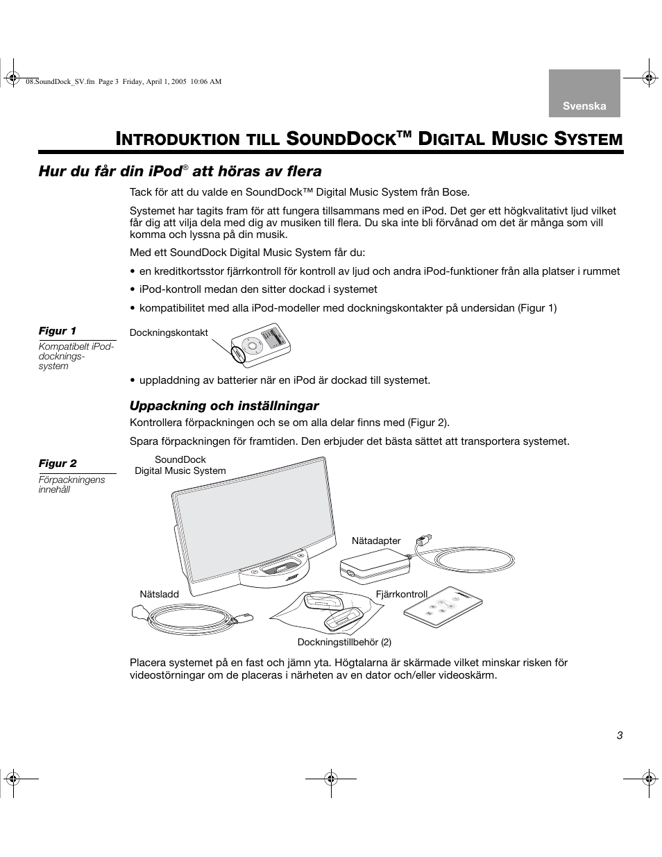 Ntroduktion till, Ound, Igital | Usic, Ystem, Hur du får din ipod, Att höras av flera | Bose SoundDock User Manual | Page 63 / 72