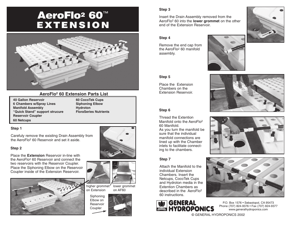 General Hydroponics AF60 Extension User Manual | 1 page