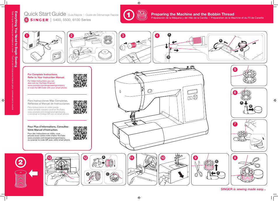 SINGER 5400 SEW MATE Quick-Start Guide User Manual | 2 pages