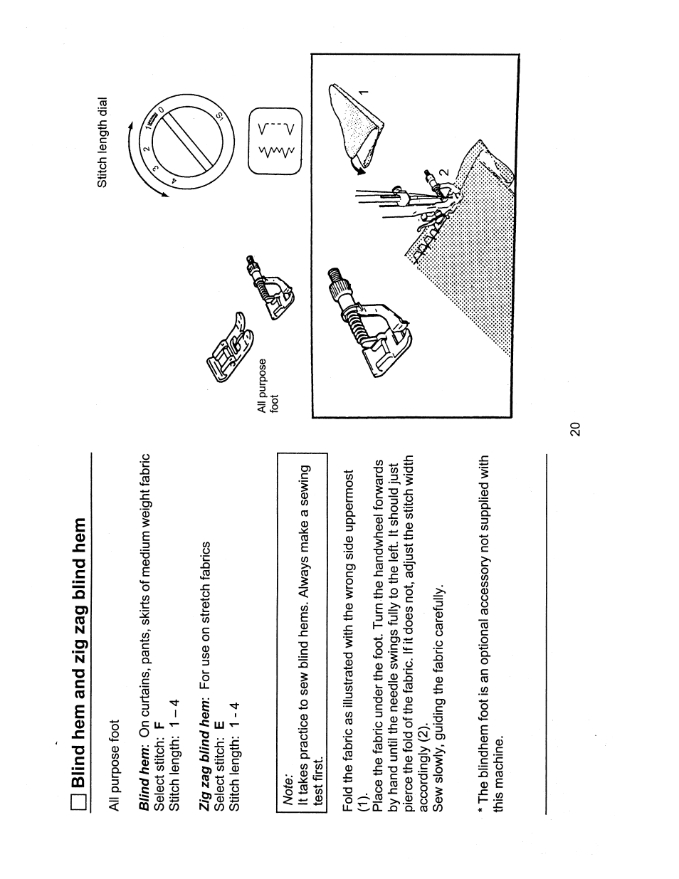Blind hem and zig zag blind hem | SINGER 1116 User Manual | Page 23 / 41