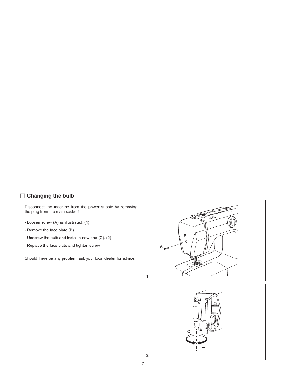Changing the bulb | SINGER 1120 User Manual | Page 10 / 38