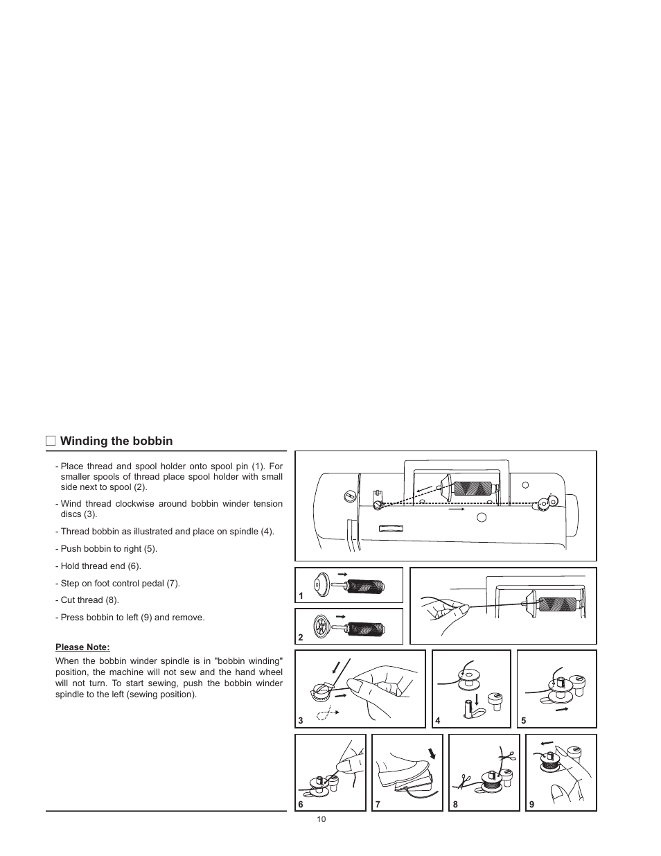 Winding the bobbin | SINGER 1120 User Manual | Page 13 / 38