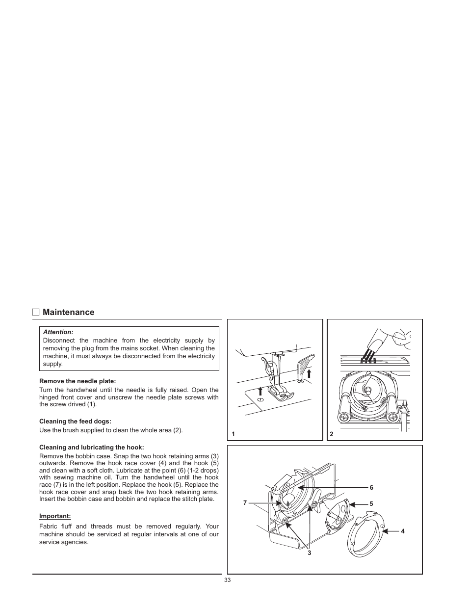 Maintenance | SINGER 1120 User Manual | Page 36 / 38