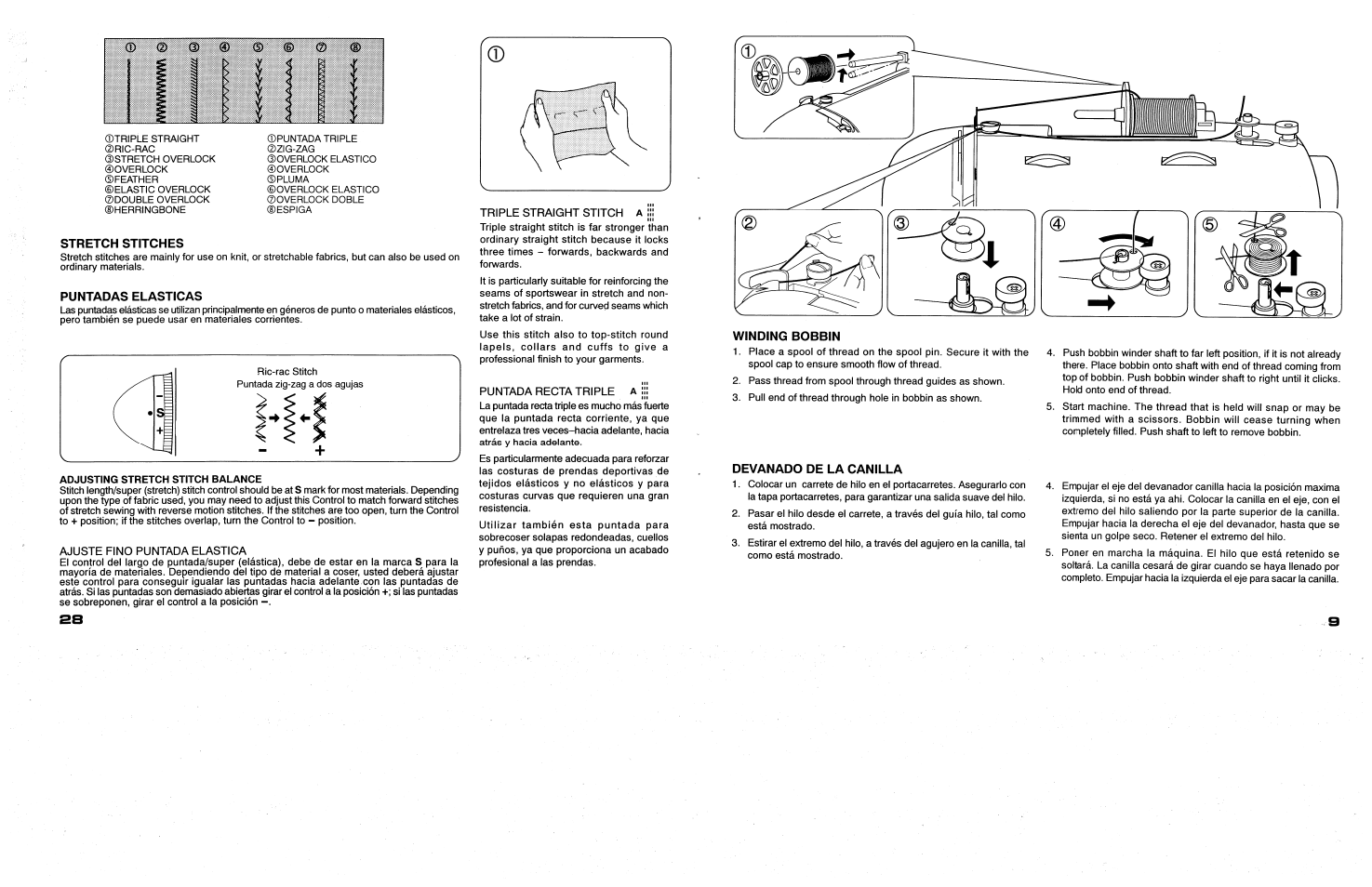 Winding bobbin, Devanado de la canilla | SINGER 117 FEATHERWEIGHT II User Manual | Page 11 / 40
