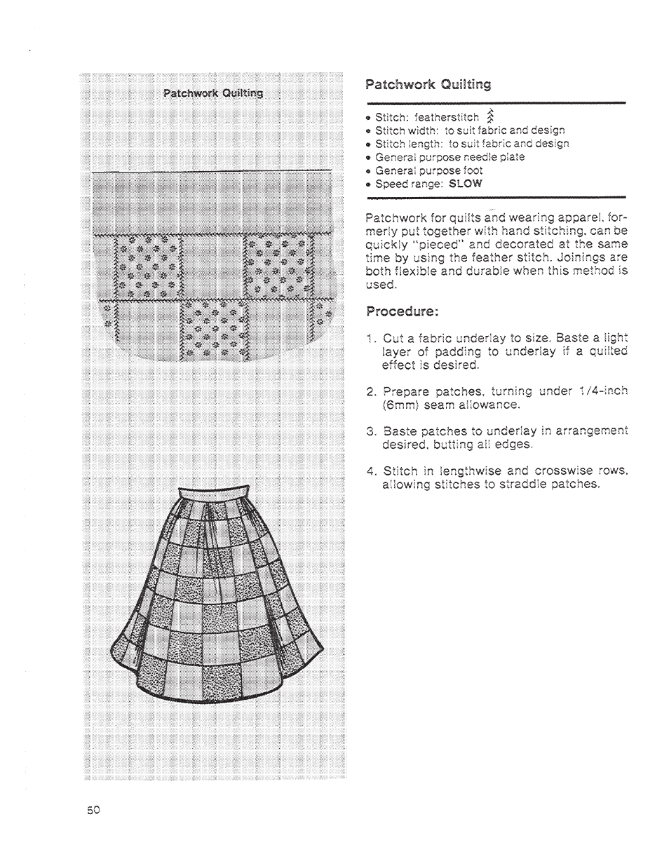 Patchwork qyiltirtg, Procedyre | SINGER 1200 Athena User Manual | Page 52 / 90