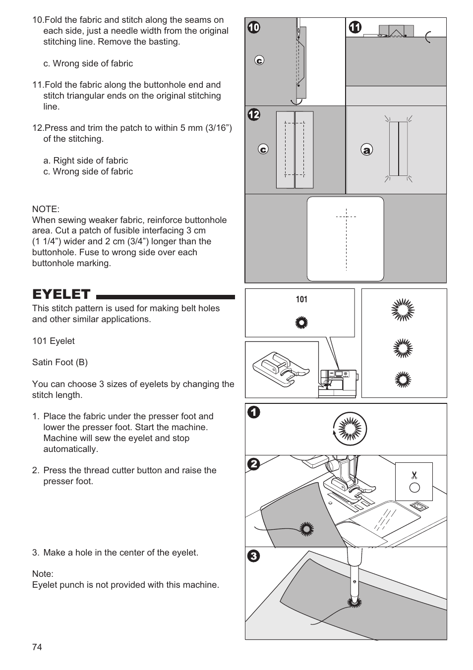Eyelet | SINGER 9980 QUANTUM STYLIST User Manual | Page 74 / 108