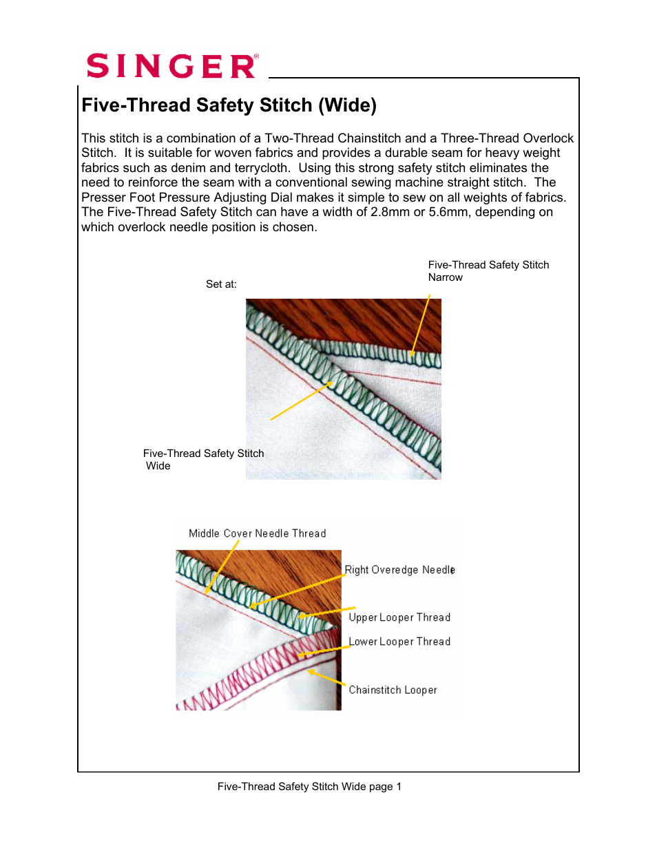 Five-thread safety stitch (wide) | SINGER 14T967DC-WORKBOOK QUANTUMLOCK User Manual | Page 142 / 230