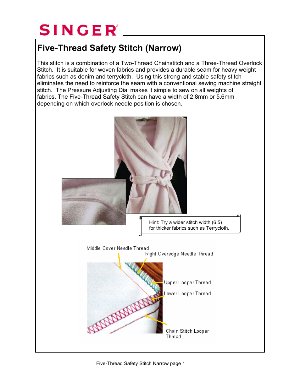 Five-thread safety stitch (narrow) | SINGER 14T967DC-WORKBOOK QUANTUMLOCK User Manual | Page 160 / 230