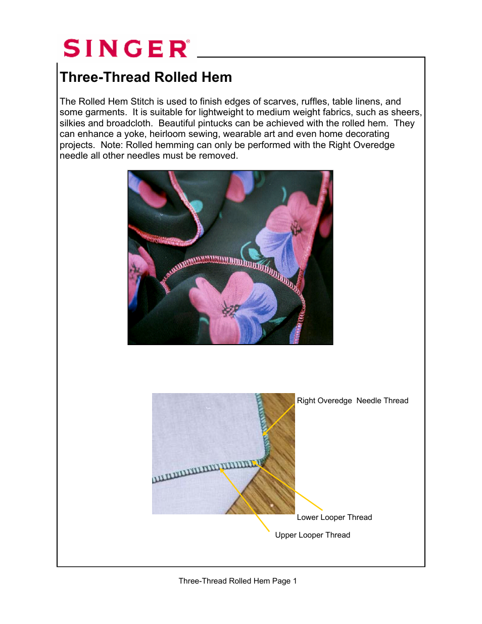 Three-thread rolled hem | SINGER 14T967DC-WORKBOOK QUANTUMLOCK User Manual | Page 218 / 230