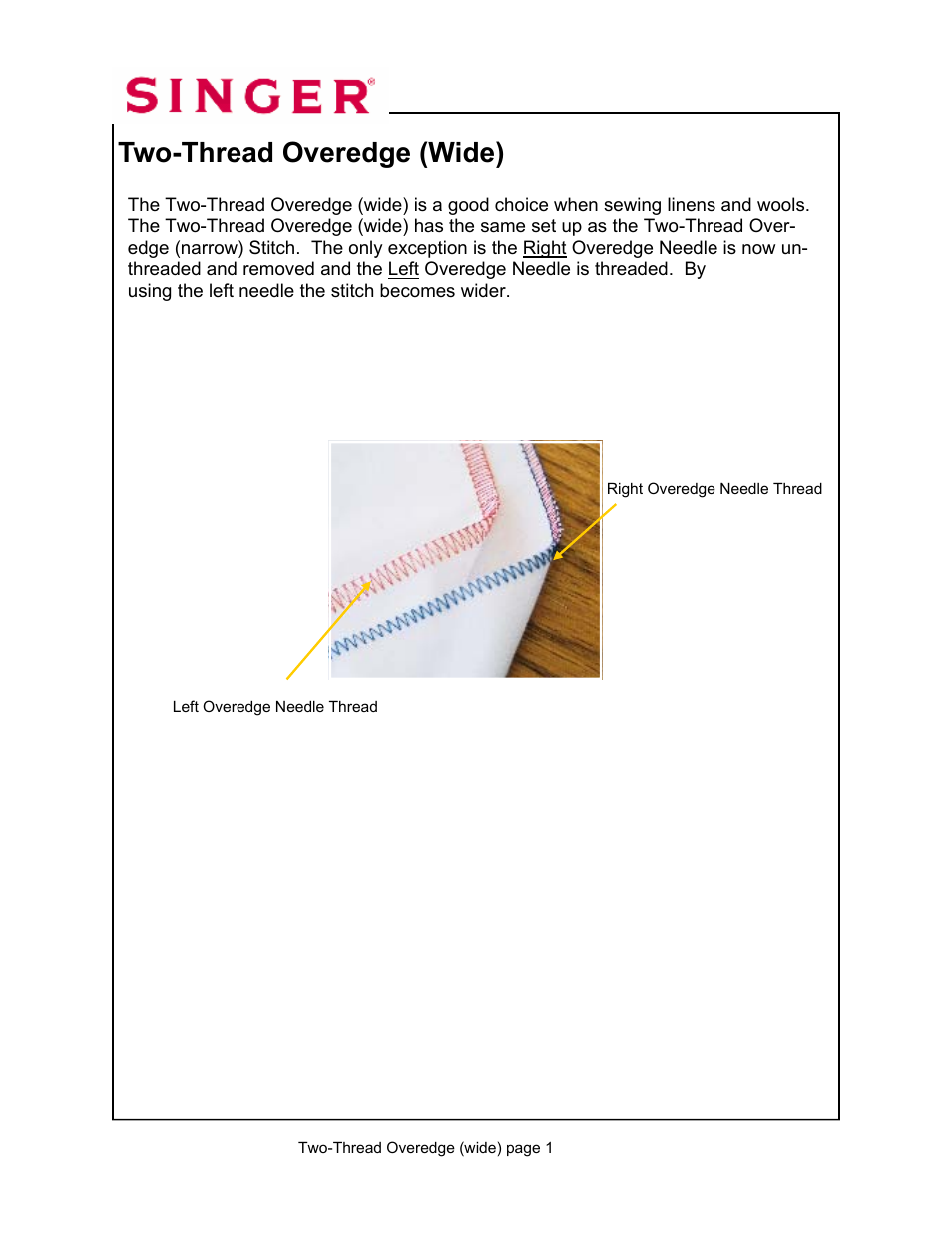 Two-thread overedge (wide) | SINGER 14T967DC-WORKBOOK QUANTUMLOCK User Manual | Page 42 / 230