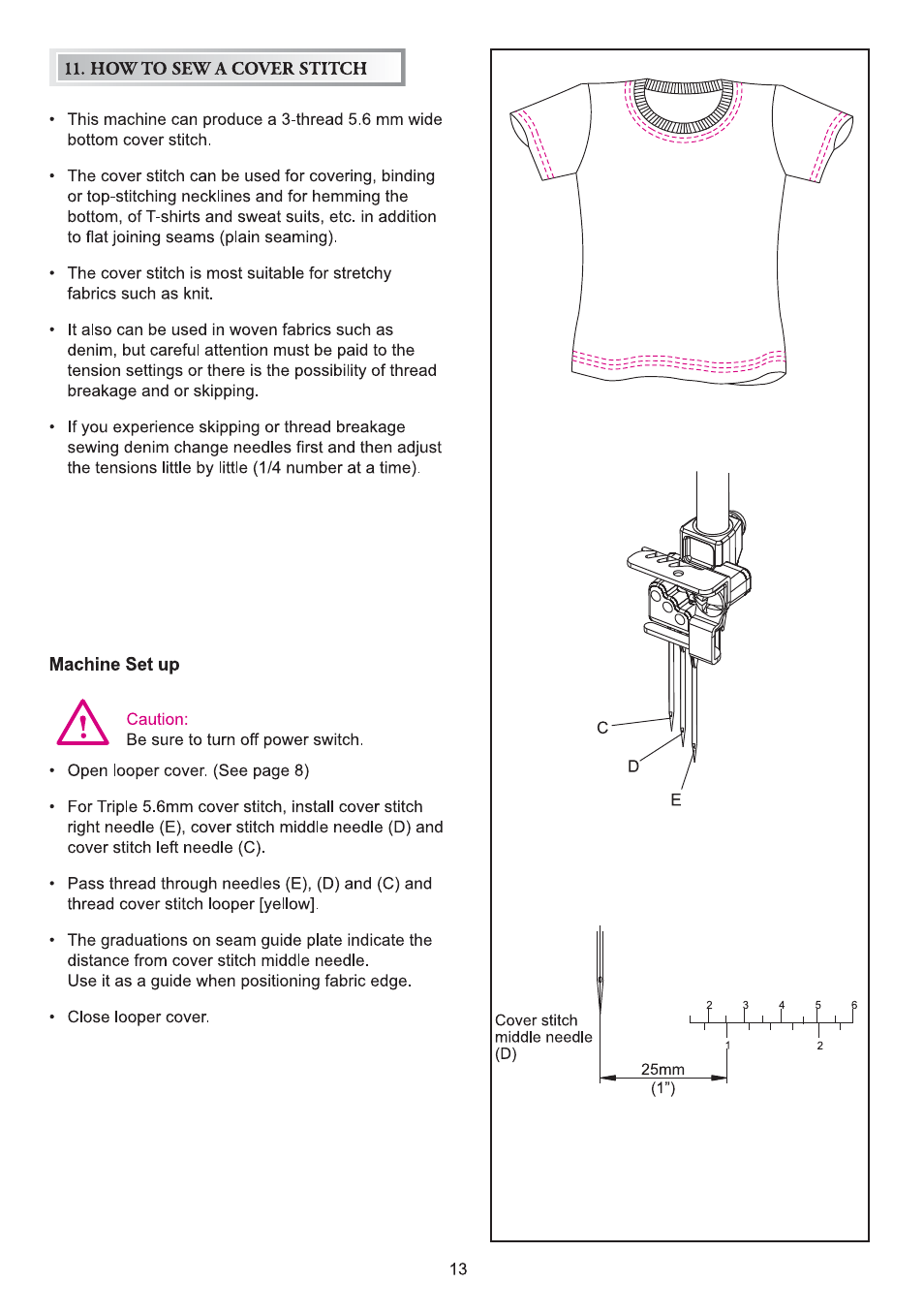 Machine set up, Howto sew a cover stitch | SINGER 14T970C User Manual | Page 14 / 57