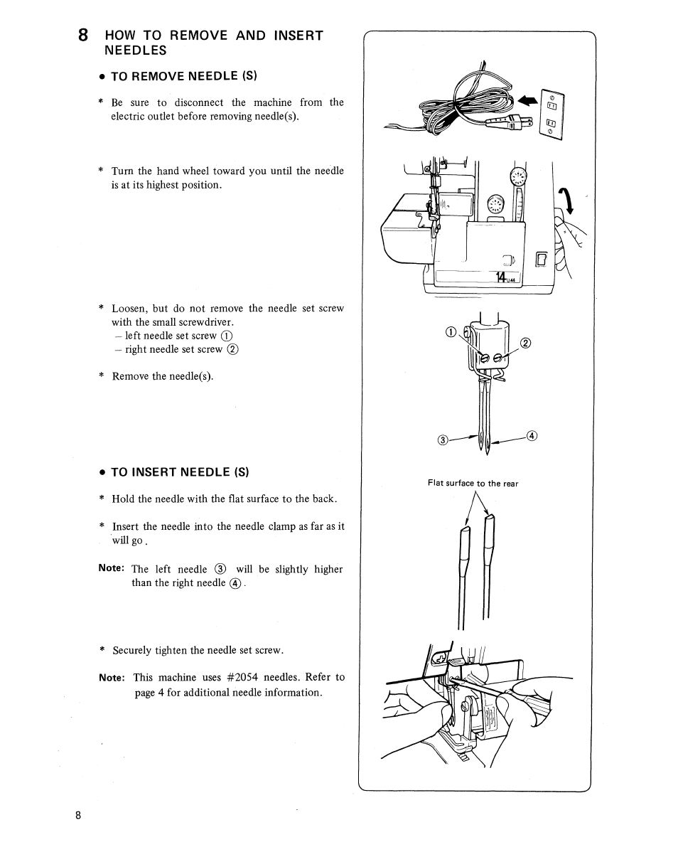 8 how to remove and insert needles, To remove needle (s), To insert needle (s) | How to remove and insert needle, To remove needle (s) • to insert needle (s) | SINGER 14U244 User Manual | Page 10 / 48