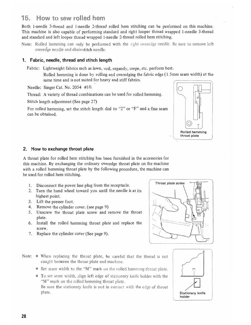 How to sew rolled hem | SINGER 14U285B User Manual | Page 30 / 48